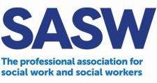 sasw logo with text professional association for social work below it