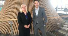 Sam meeting with Shadow Health Minister at the Senedd, Sam Rowlands.