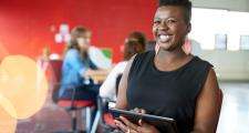 Happy lady with clipboard