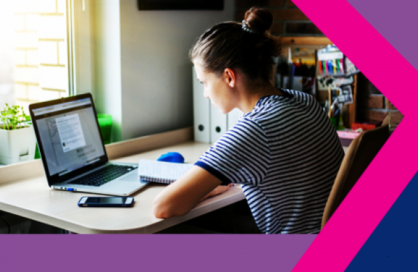 PCF - Point of entry to training: Female social work student on laptop