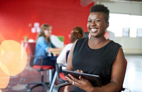 Happy lady with clipboard