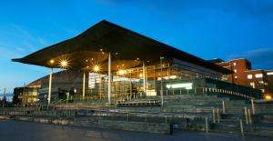 A photo of the Senedd building in Cardiff