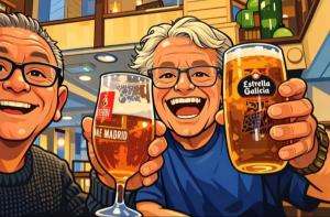 A cartoon of James and John