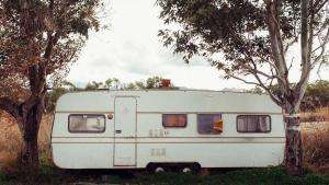 A caravan in a field